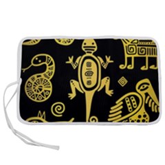 Mexican-culture-golden-tribal-icons Pen Storage Case (s) by Salman4z