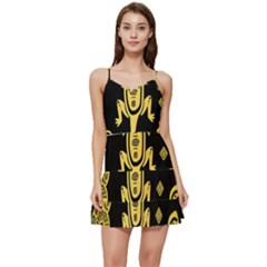 Mexican-culture-golden-tribal-icons Short Frill Dress by Salman4z