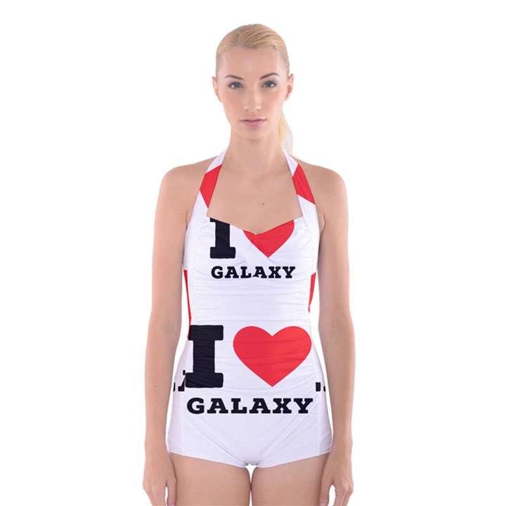 I love galaxy  Boyleg Halter Swimsuit 