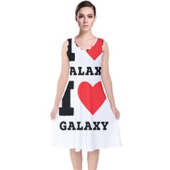 I Love Galaxy  V-neck Midi Sleeveless Dress  by ilovewhateva