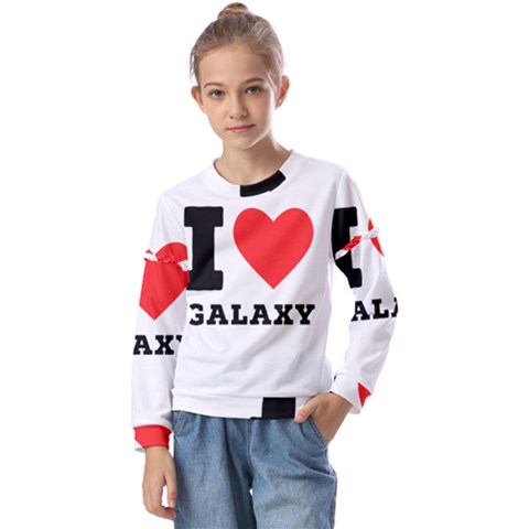 I Love Galaxy  Kids  Long Sleeve Tee With Frill  by ilovewhateva