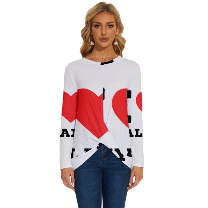 I love galaxy  Long Sleeve Crew Neck Pullover Top