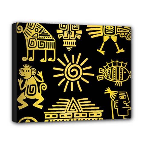 Maya-style-gold-linear-totem-icons Deluxe Canvas 20  X 16  (stretched) by Salman4z