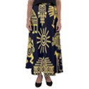 Maya-style-gold-linear-totem-icons Flared Maxi Skirt View1