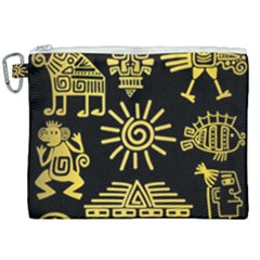 Maya-style-gold-linear-totem-icons Canvas Cosmetic Bag (xxl) by Salman4z