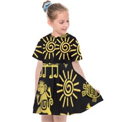 Maya-style-gold-linear-totem-icons Kids  Sailor Dress by Salman4z