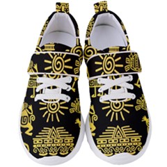 Maya-style-gold-linear-totem-icons Women s Velcro Strap Shoes by Salman4z