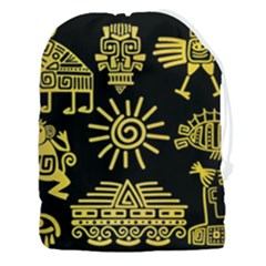 Maya-style-gold-linear-totem-icons Drawstring Pouch (3xl) by Salman4z