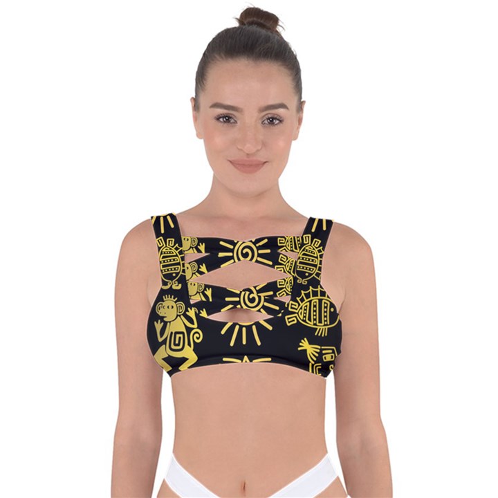 Maya-style-gold-linear-totem-icons Bandaged Up Bikini Top