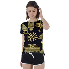 Maya-style-gold-linear-totem-icons Short Sleeve Open Back Tee by Salman4z