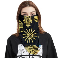 Maya-style-gold-linear-totem-icons Face Covering Bandana (triangle) by Salman4z