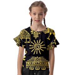 Maya-style-gold-linear-totem-icons Kids  Cut Out Flutter Sleeves by Salman4z