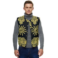 Maya-style-gold-linear-totem-icons Men s Short Button Up Puffer Vest	 by Salman4z