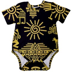 Maya-style-gold-linear-totem-icons Baby Short Sleeve Bodysuit by Salman4z