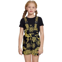 Maya-style-gold-linear-totem-icons Kids  Short Overalls by Salman4z