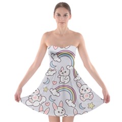 Seamless-pattern-with-cute-rabbit-character Strapless Bra Top Dress by Salman4z