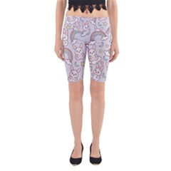 Seamless-pattern-with-cute-rabbit-character Yoga Cropped Leggings by Salman4z