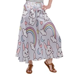 Seamless-pattern-with-cute-rabbit-character Women s Satin Palazzo Pants by Salman4z