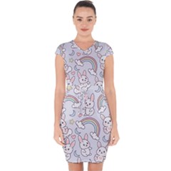 Seamless-pattern-with-cute-rabbit-character Capsleeve Drawstring Dress  by Salman4z