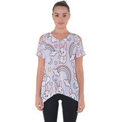 Seamless-pattern-with-cute-rabbit-character Cut Out Side Drop Tee by Salman4z