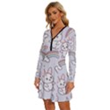 Seamless-pattern-with-cute-rabbit-character Long Sleeve Deep V Mini Dress  View2