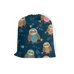 Seamless-pattern-owls-dreaming Drawstring Pouch (Large)