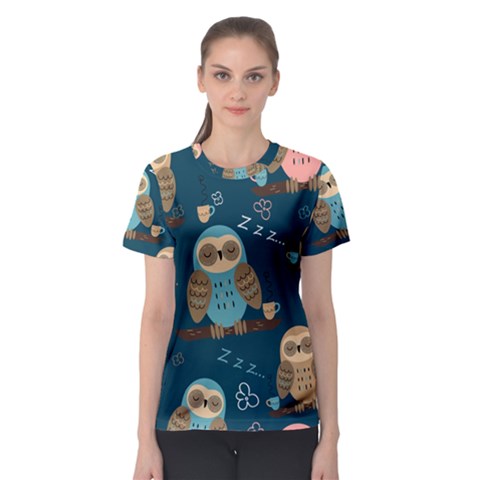 Seamless-pattern-owls-dreaming Women s Sport Mesh Tee by Salman4z