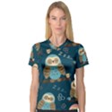 Seamless-pattern-owls-dreaming V-Neck Sport Mesh Tee View1