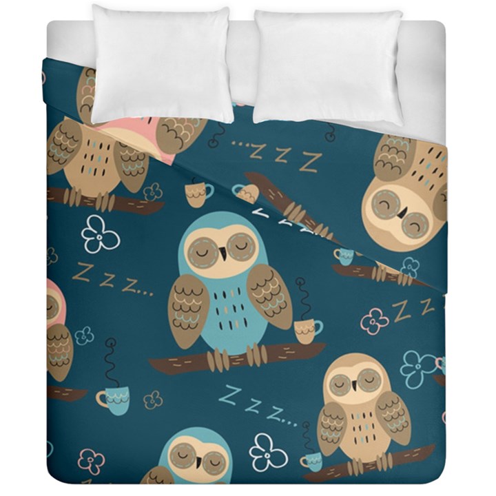 Seamless-pattern-owls-dreaming Duvet Cover Double Side (California King Size)