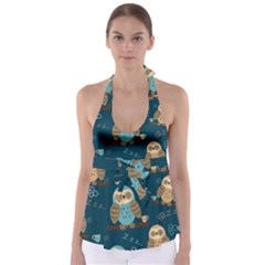 Seamless-pattern-owls-dreaming Babydoll Tankini Top