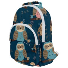 Seamless-pattern-owls-dreaming Rounded Multi Pocket Backpack