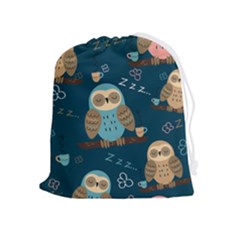 Seamless-pattern-owls-dreaming Drawstring Pouch (XL)