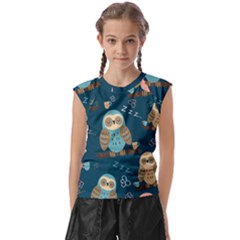 Seamless-pattern-owls-dreaming Kids  Raglan Cap Sleeve Tee