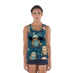 Seamless-pattern-owls-dreaming Sport Tank Top 