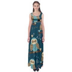 Seamless-pattern-owls-dreaming Empire Waist Maxi Dress by Salman4z