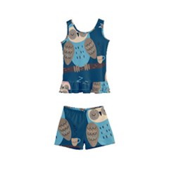 Seamless-pattern-owls-dreaming Kids  Boyleg Swimsuit