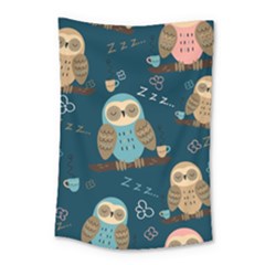 Seamless-pattern-owls-dreaming Small Tapestry