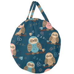 Seamless-pattern-owls-dreaming Giant Round Zipper Tote by Salman4z