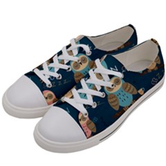 Seamless-pattern-owls-dreaming Men s Low Top Canvas Sneakers