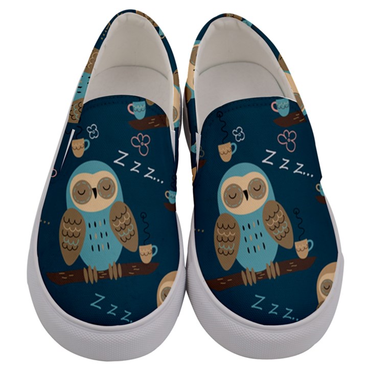 Seamless-pattern-owls-dreaming Men s Canvas Slip Ons