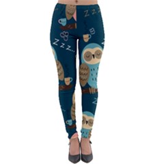 Seamless-pattern-owls-dreaming Lightweight Velour Leggings