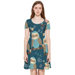 Seamless-pattern-owls-dreaming Inside Out Cap Sleeve Dress