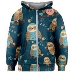 Seamless-pattern-owls-dreaming Kids  Zipper Hoodie Without Drawstring by Salman4z