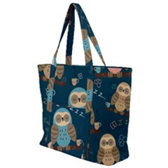 Seamless-pattern-owls-dreaming Zip Up Canvas Bag