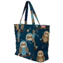 Seamless-pattern-owls-dreaming Zip Up Canvas Bag View1