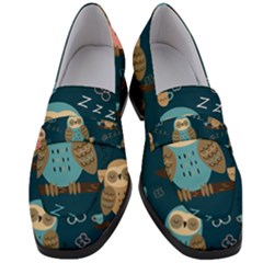 Seamless-pattern-owls-dreaming Women s Chunky Heel Loafers