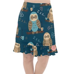 Seamless-pattern-owls-dreaming Fishtail Chiffon Skirt