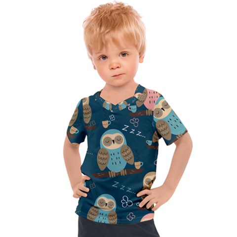 Seamless-pattern-owls-dreaming Kids  Sports Tee by Salman4z