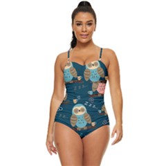 Seamless-pattern-owls-dreaming Retro Full Coverage Swimsuit by Salman4z