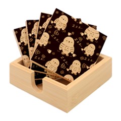 Seamless-pattern-owls-dreaming Bamboo Coaster Set